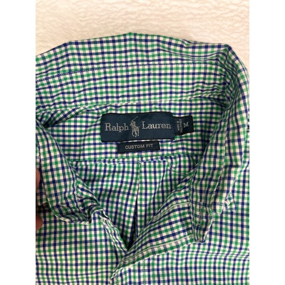 Ralph Lauren Long Sleeve Button Down Shirt Soft Cotton Green Size Medium - Picture 3 of 8